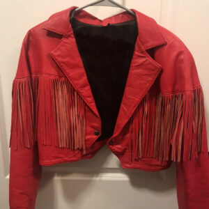 Red Betty Boop Vintage Fringe Biker Leather Jacket