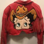 Red Betty Boop Vintage Fringe Biker Leather Jacket