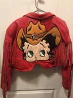 Red Betty Boop Vintage Fringe Biker Leather Jacket