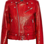 Red Metallic Cracked Leather Biker Jacket