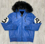 Royal Blue 8 Ball Robert Phillipe Jacket with Fur Hood