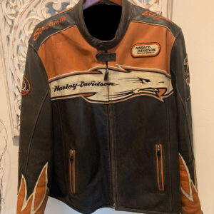 Screamin Eagle Orange Harley Davidson Leather Jacket