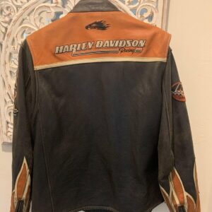 Screamin Eagle Orange Harley Davidson Leather Jacket