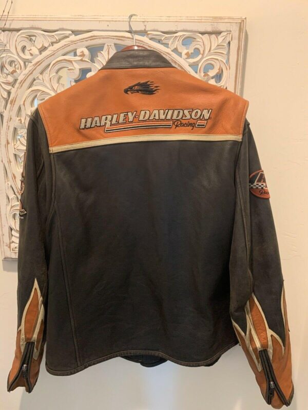 Screamin Eagle Orange Harley Davidson Leather Jacket