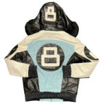 Sky Blue White 8 Ball Robert Phillipe Jacket with Fur Hood
