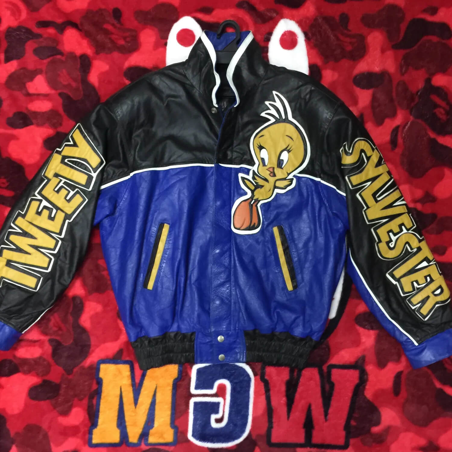 Tweety Sylvester Leather Jacket Blue Black (1) Tweety Sylvester Leather Jacket Blue Black