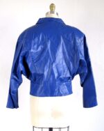 Vintage 80s Blue Flame Leather Glam Biker Jacket