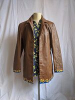 Vintage Brown Flame Hand Painted Leather Jacket