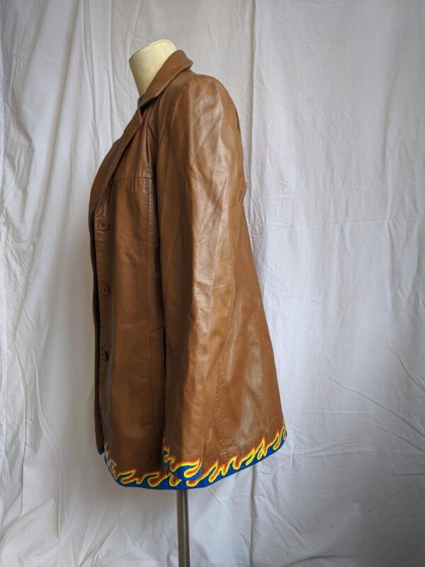 Vintage Brown Flame Hand Painted Leather Jacket