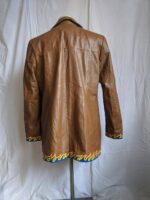 Vintage Brown Flame Hand Painted Leather Jacket