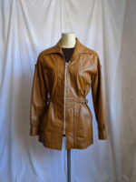 Vintage Leopard Hand Painted Tan Leather Jacket