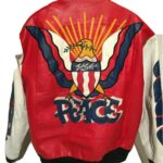 Vintage Peace Graffiti USA Eagle Bomber Leather Jacket