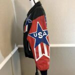 Vintage USA Flag Leather Super Patriotic Bomber Jacket