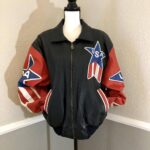 Vintage USA Flag Leather Super Patriotic Bomber Jacket