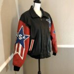 Vintage USA Flag Leather Super Patriotic Bomber Jacket