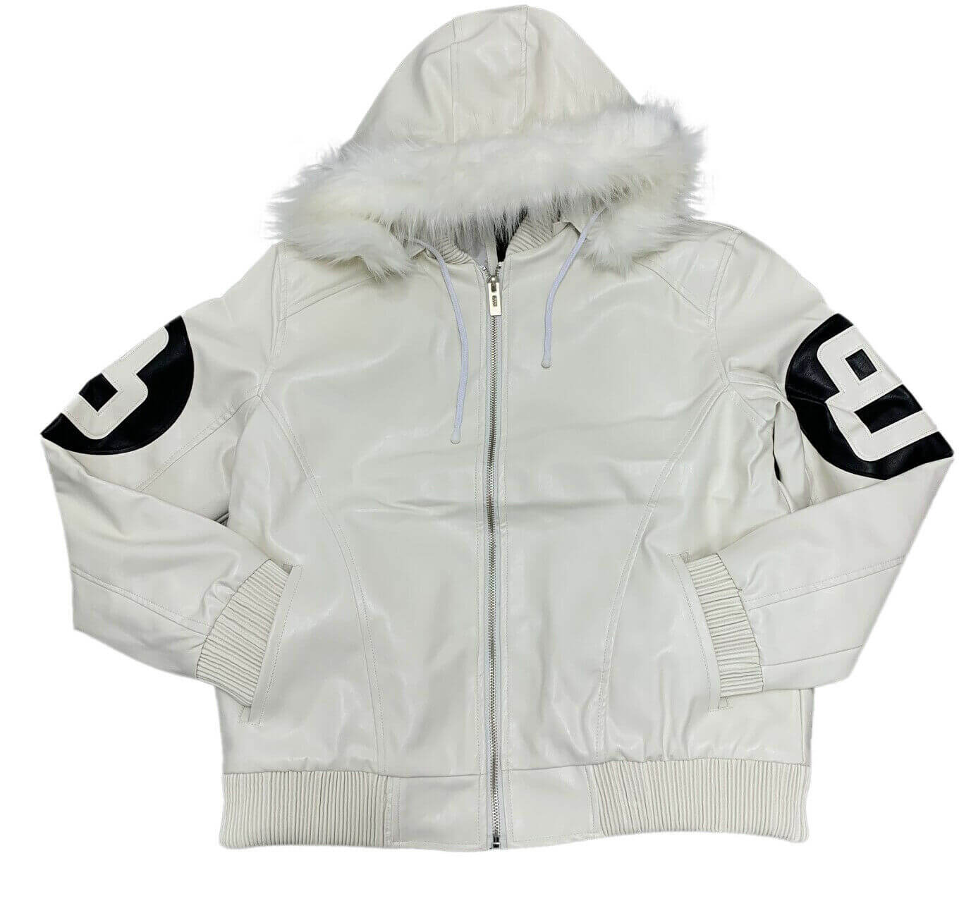 White 8 Ball Robert Phillipe Jacket with Fur Hood (2) White 8 Ball Robert Phillipe Jacket with Fur Hood