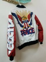 White Vintage Peace Graffiti USA Eagle Bomber Jacket