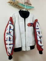 White Vintage Peace Graffiti USA Eagle Bomber Jacket