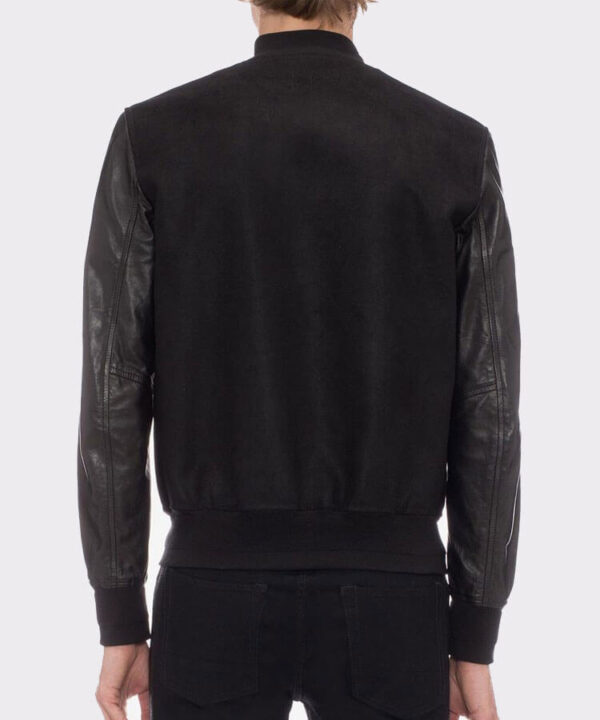 Black Skull Embroidered Varsity Jacket