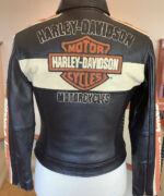 Harley Davidson Black Orange Racing Leather Jacket