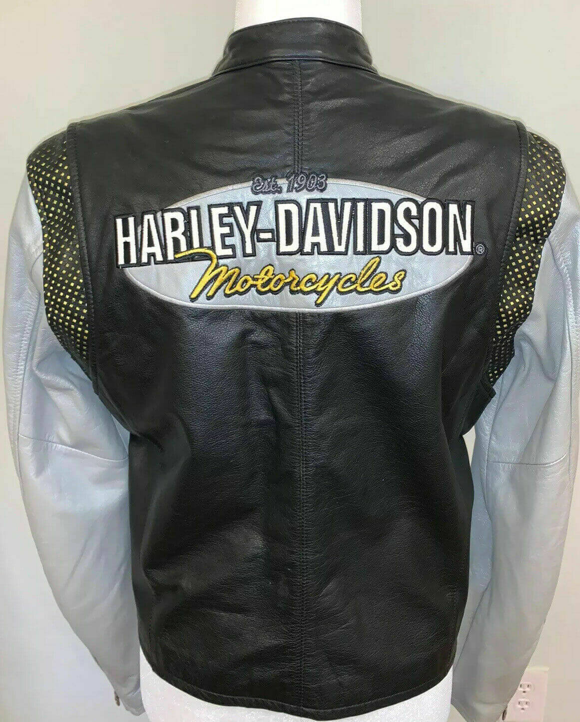 Harley Davidson Black With Silver Sleeves Leather Jacket (3) Harley Davidson Black With Silver Sleeves Leather Jacket