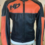 Harley Davidson Black and Orange Leather Jacket