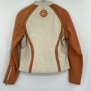 Harley Davidson Cream Orange Leather Riding Jacket
