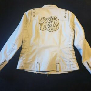 Harley Davidson Iron White Motorcycle Leather Jacket