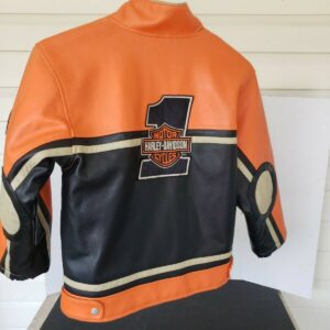 Harley Davidson No.1 Black Orange Race Leather Jacket