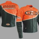 Harley Davidson Speed Black Orange Racing Leather Jacket
