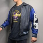 Vintage Blue Ace of Spade Michael Hoban Leather Jacket