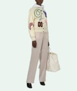 Beige Multi Patches Varsity Jacket
