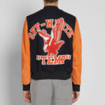 Black Eagle Temp Orange Leather Sleeve Varsity Jacket