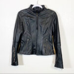 Black Harley Davidson Red Embroidered Leather Jacket