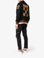 Black Patch Detail Varsity Letterman Jacket