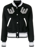Black White Wool Blend Varsity Jacket