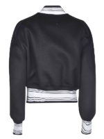 Black White Wool Blend Varsity Jacket
