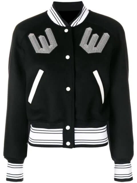 Black White Wool Blend Varsity Jacket Black White Wool Blend Varsity Jacket