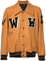 Brown Wool Patched Logo Varsity Jacket