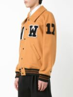 Brown Wool Patched Logo Varsity Jacket