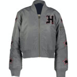 Gigi Hadid Grey Embroidered Satin Jacket