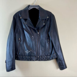 Harley Davidson Embroidered Black Leather Jacket