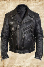 Black Harley Davidson Racing Biker Leather Jacket