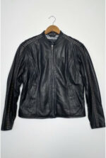 Black Harley Davidson Studded Wings Leather Jacket