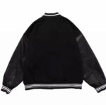 Black Skeleton Bone Patch Varsity Jacket