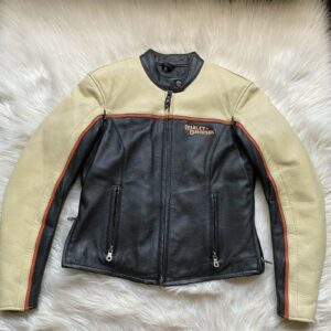 Black Yellow Harley Davidson Vintage Leather Jacket
