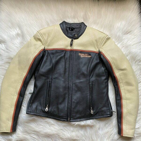 Black Yellow Harley Davidson Vintage Leather Jacket