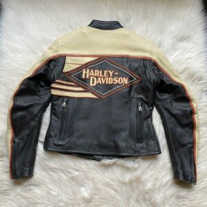 Black Yellow Harley Davidson Vintage Leather Jacket