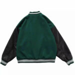 Green Skeleton Bone Patch Varsity Jacket