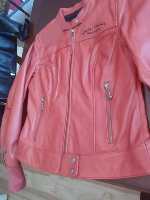 Harley Davidson Leather Orange Riding Jacket (2) Harley Davidson Leather Orange Riding Jacket